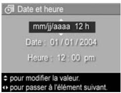HP PHOTOSMART R607 - Réglage de la date et de l'heure - 1