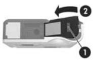 HP PHOTOSMART R607 - Mise en place de la batterie - 1