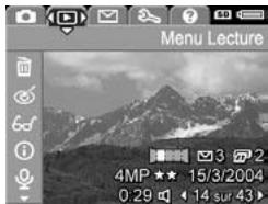 HP PHOTOSMART R607 - Menu de l'appareil photo - 2