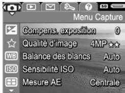 HP PHOTOSMART R607 - Menu de l'appareil photo - 1