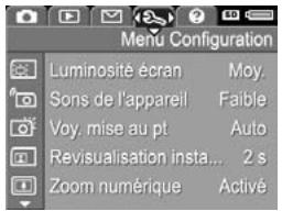 HP PHOTOSMART R717 - Utilisation du menu configuration - 1