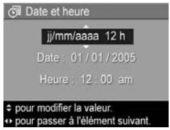 HP PHOTOSMART R717 - Réglage de la date et de l'heure - 1