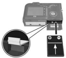 HP PHOTOSMART R717 - Mise en place de la batterie/pile - 1