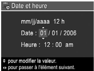 HP PHOTOSMART R725 - Réglez la date et l'heure - 1