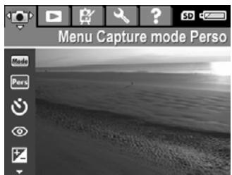HP PHOTOSMART R927 - Sélection et enregistrement des paramètres favoris dans le Mode Perso - 1