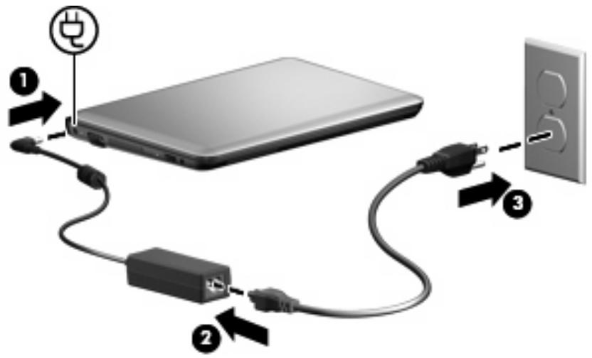 HP MINI 210-1160SA - Connexion de l'adaptateur secteur - 1