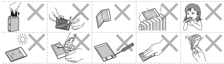 FUJIFILM INSTAX SHARE SP-2 - Cautions on handling the film and prints - 1