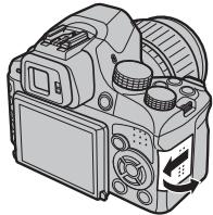 FUJIFILM X-S1 - Ouvrez le cache-fente pour la carte mémoire. - 2