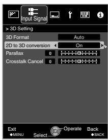 JVC DLA-X700R - Select 2D to 3D conversion by "On", and press the [OK] button - 3