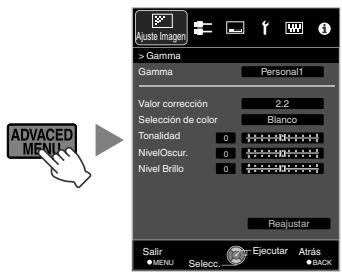 JVC DLA-X700R - Pulse el botón [ADVANCED MENU] para visualizar el menu de gamma - 1