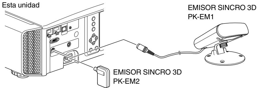 JVC DLA-X700R - Conecte EMISOR SINCRO 3D al terminal [3D SYNCHRO] de la unidad principal - 1