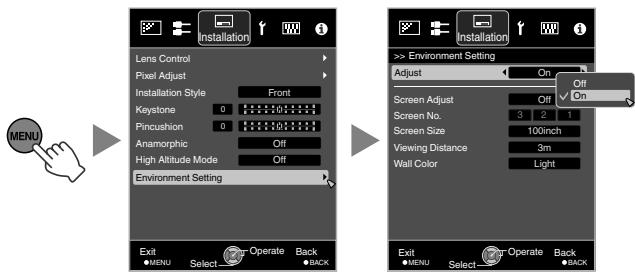 JVC DLA-X700R - Select Installation Environment Setting" "On" from the menu - 1