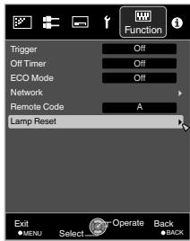 JVC DLA-X900R - Resetting the lamp time from the menu screen - 3