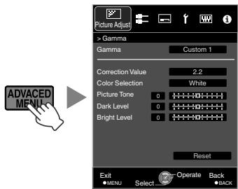 JVC DLA-X900R - Press the [ADVANCED MENU] button to display the gamma menu - 1