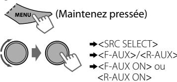 JVC KD-R431 - Lecture d'un apparéil extérieur à partir de l'entrée auxiliaire avant/ arrrière (Front/Rear AUX) - 2