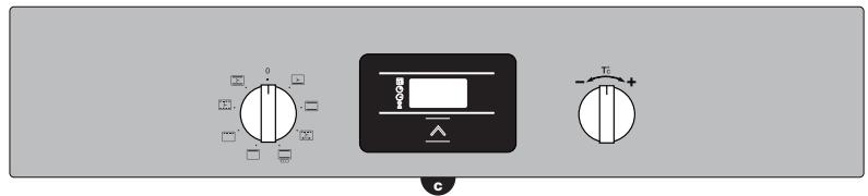 Control panel interface with rotary buttons and a display screen, labeled 'C' at bottom right.