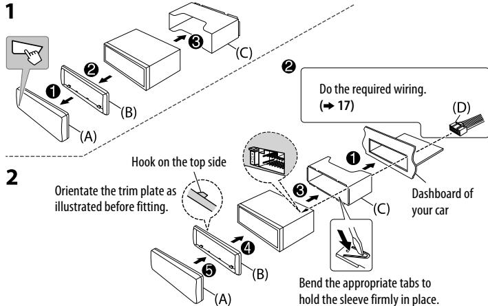 JVC KD-X220 - Installing the unit (in-dash mounting) - 1