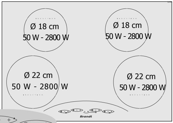 Ø 18 cm 50 W - 2800 W Ø 18 cm 50 W - 2800 W Ø 22 cm 50 W - 2800 W Ø 22 cm 50 W - 2800 W Brandt