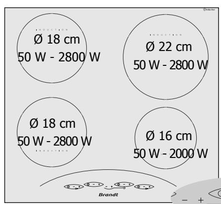 Ø 18 cm 50 W - 2800 W Ø 22 cm 50 W - 2800 W Ø 18 cm 50 W - 2800 W Ø 16 cm 50 W - 2000 W Brandt