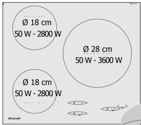 Ø 18 cm 50 W - 2800 W Ø 28 cm 50 W - 3600 W Ø 18 cm 50 W - 2800 W Brandt