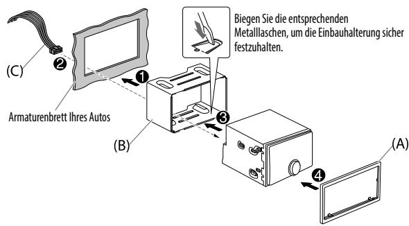JVC KW-R920BT - Einbau der Einheit (Einbau im Armaturenbrett) - 1