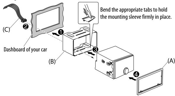 JVC KW-R920BT - Installing the unit (in-dash mounting) - 1