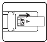 JVC LT-24HD7WU - Instalación de las pilas del mando a distancia - 1