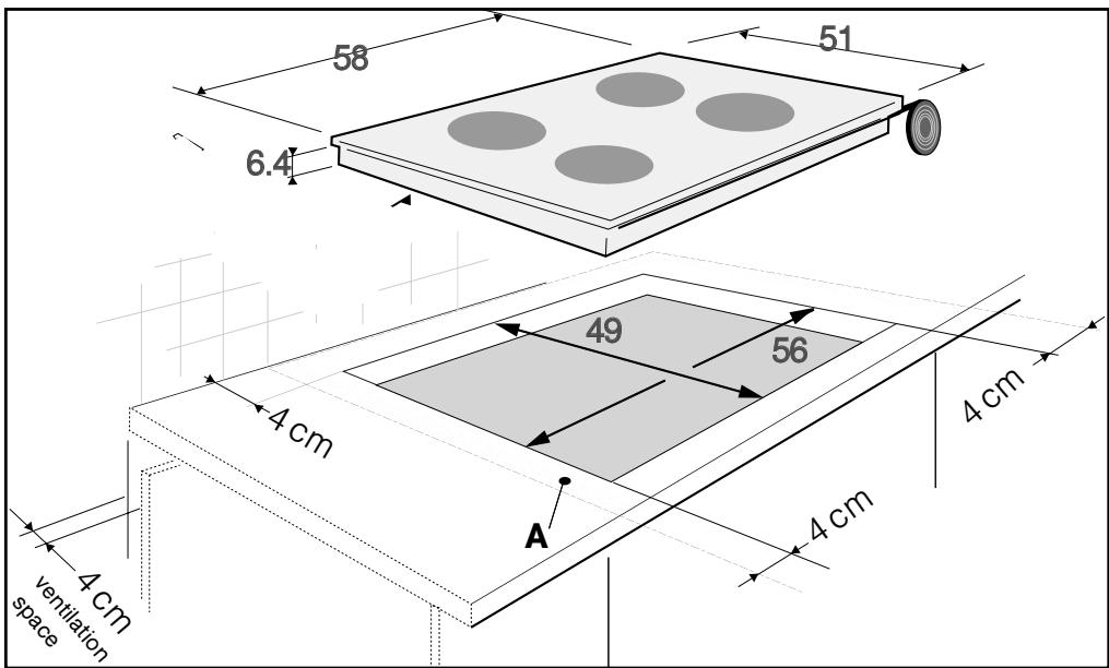 58 51 6.4 4 cm 4 cm 4 cm ventilation space 49 56 A 4 cm