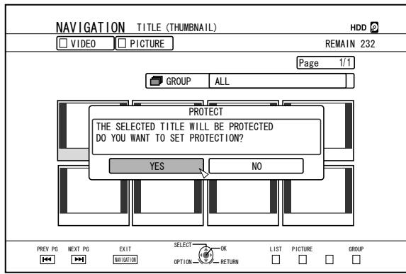 JVC SR-HD2500EU - Turning On Title/Group Protection - 3