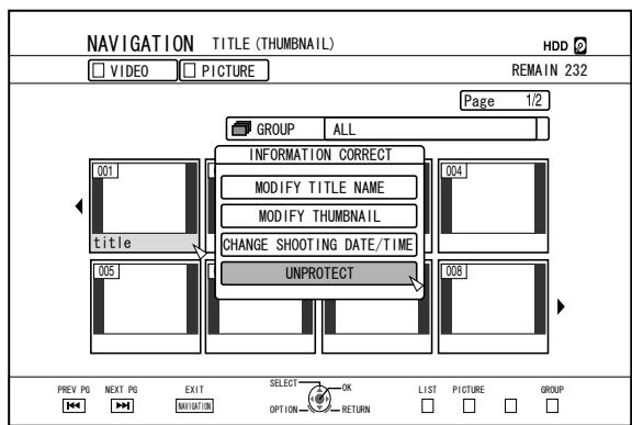 JVC SR-HD2500EU - Turning Off Title/Group Protection - 2