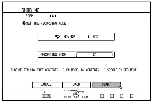 JVC SR-HD2500EU - Select "RECORDING MODE" and press the [OK] button to display the pop-up menu - 1