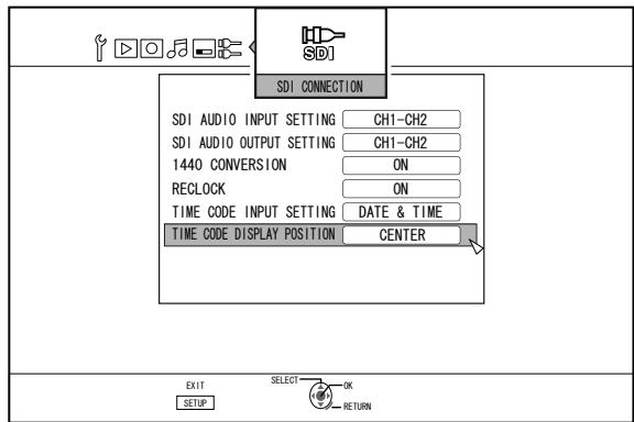 JVC SR-HD2500EU - Press the [▲] or the [▼] button, select “TIME CODE DISPLAY POSITION”, and press the [OK] button - 1