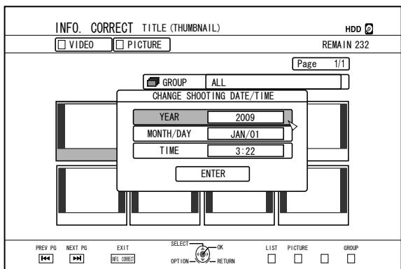 JVC SR-HD2500EU - Changing the Shooting Date/Time - 2
