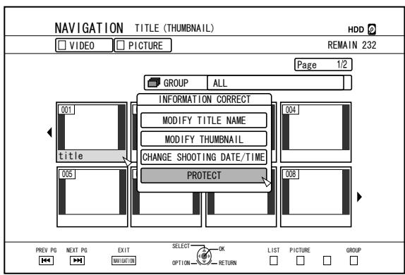 JVC SR-HD2500EU - Turning On Title/Group Protection - 2