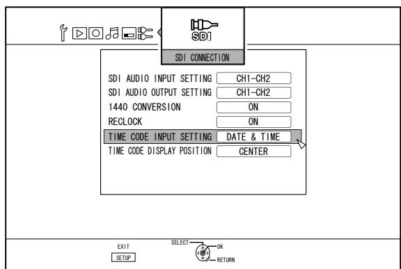 JVC SR-HD2500EU - Press the [▲] or the [▼] button, select "TIME CODE INPUT SETTING", and press the [OK] button - 1