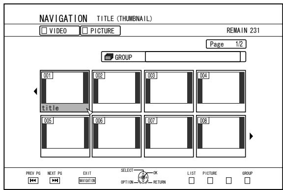 JVC SR-HD2500EU - - Switching between thumbnail and list displays - 1