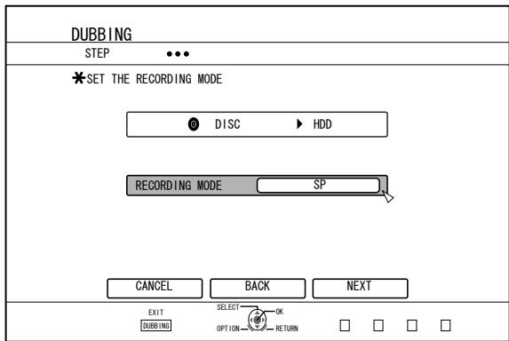 JVC SR-HD2500EU - Select "RECORDING MODE", and press the [OK] button - 1