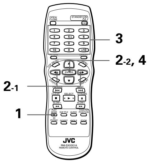 JVC XV-S302 - Repérage de la scène recherche en spécifique le numéro du chapitre [RECH.CHAP.] - 1