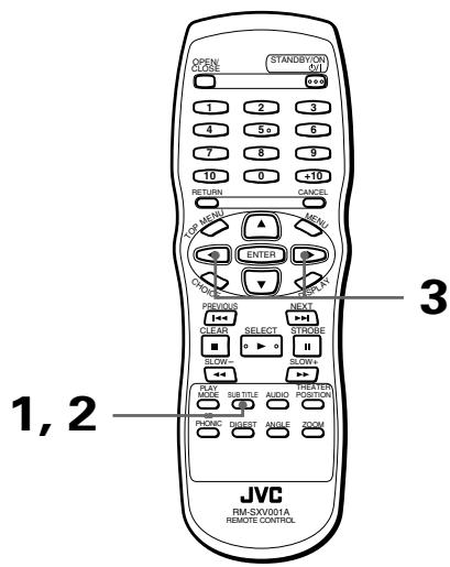 JVC XV-S302 - Pour sélectionner la langue des sous-titres [SUBTITLE] - 3