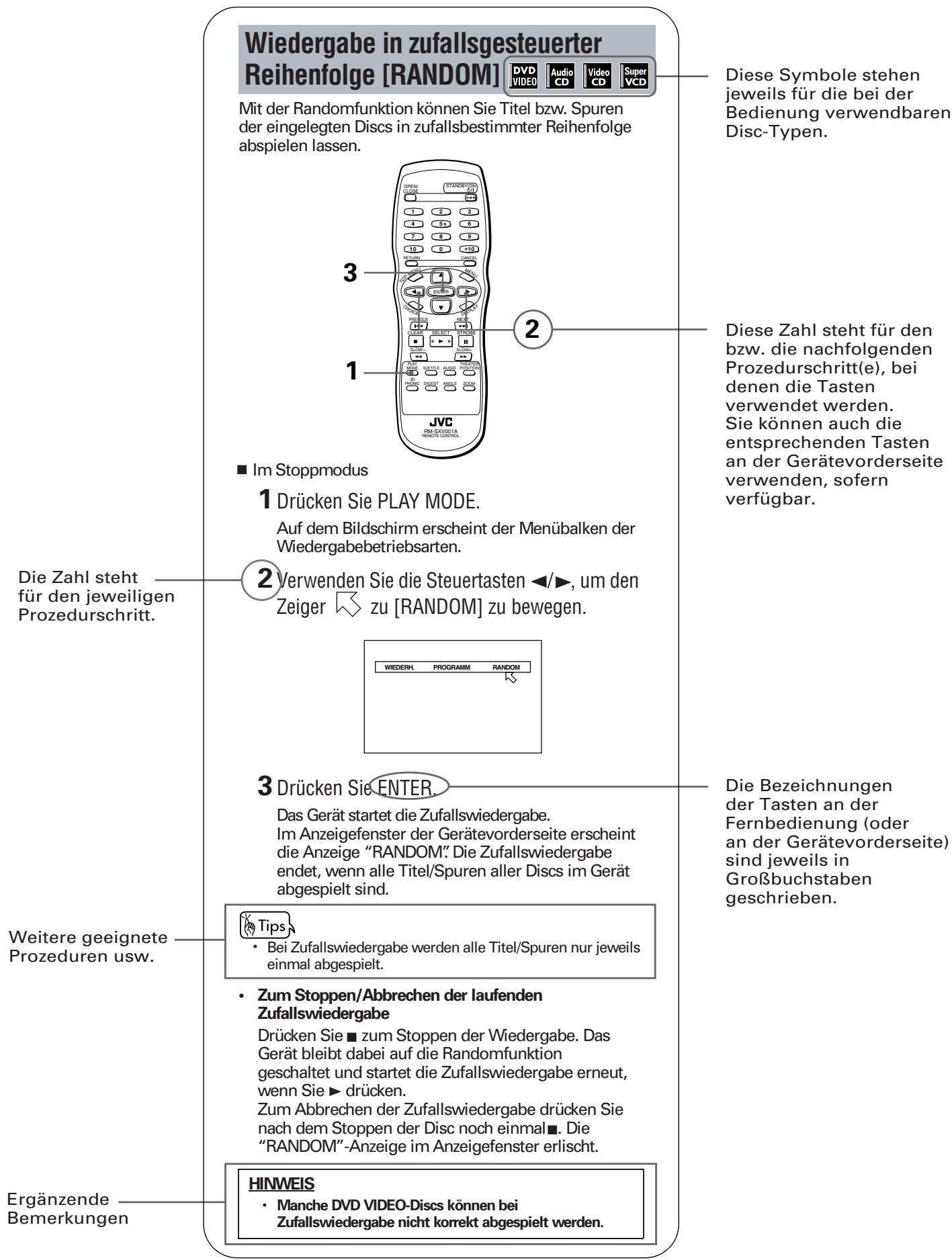 JVC XV-S302 - Hinweise zur Bedienungsanleitung - 1