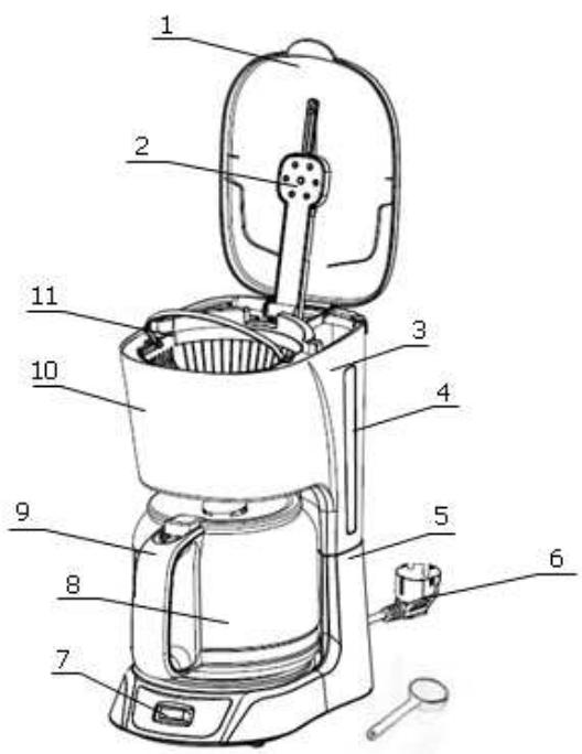 BRANDT CAF-1318,  CAF-1318E - 2/ DESCRIPTION DE LA CAFETIERE - 1