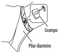 KENWOOD DPX-5000BT - Quando instalar o cabo da antenna dentro do pilar dianteiro com a almofada de ar instalada - 1
