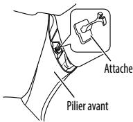 KENWOOD DPX-5000BT - Lors de l'installation du câble d'antenne à l'intérieur du pilier avant avec un coussin de sécurité installé - 1
