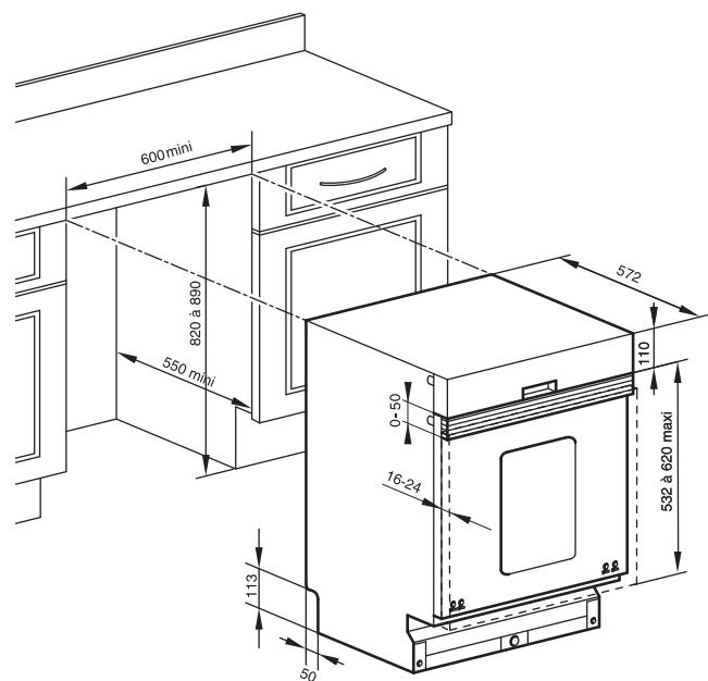 BRANDT VH900WE1 - DIMENSIONS FOR BUILDING IN APPLIANCES - 1