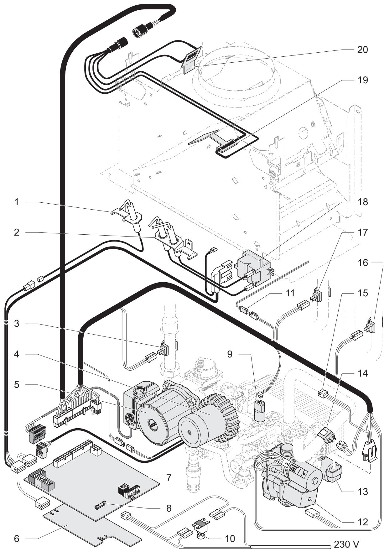 SAUNIER DUVAL ISOTWIN CONDENS F25 V 25 KW - Schéma électrique modèles C et V - 1