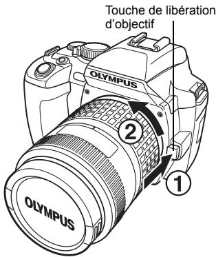 OLYMPUS E-500 - Retrait de l'objectif de l'appareil photo. - 1