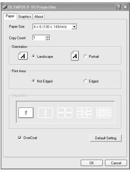 OLYMPUS P-10 - Druckereinstellungen - 1
