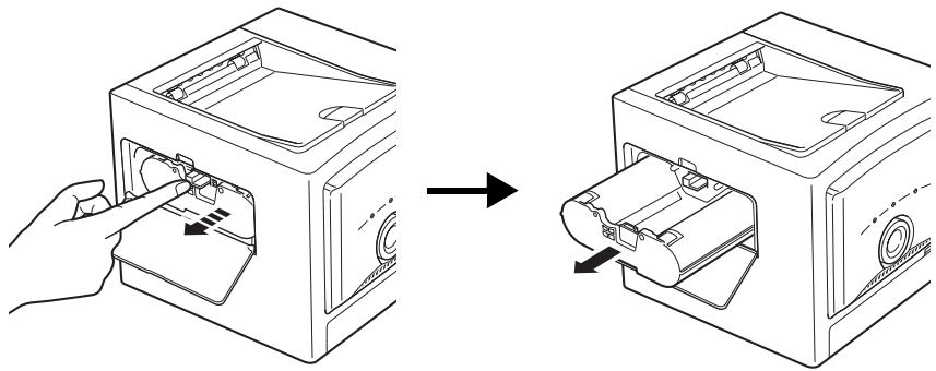 OLYMPUS P-10 - Extracción del cartucho de cinta entintada - 1