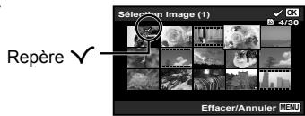 OLYMPUS STYLUS TG-870 - Pour sélectionner et effacer les photos une par une [Sélection image] - 1