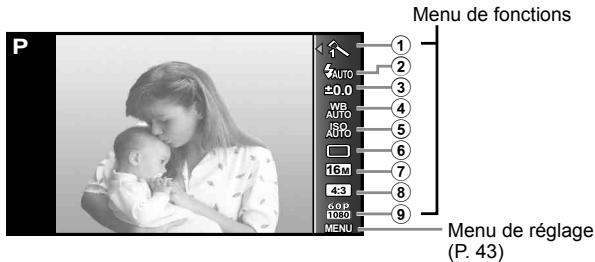 OLYMPUS STYLUS TG-870 - Utilisation des options de prise de vue (Réglage à l'aide du menu de fonctions) - 1